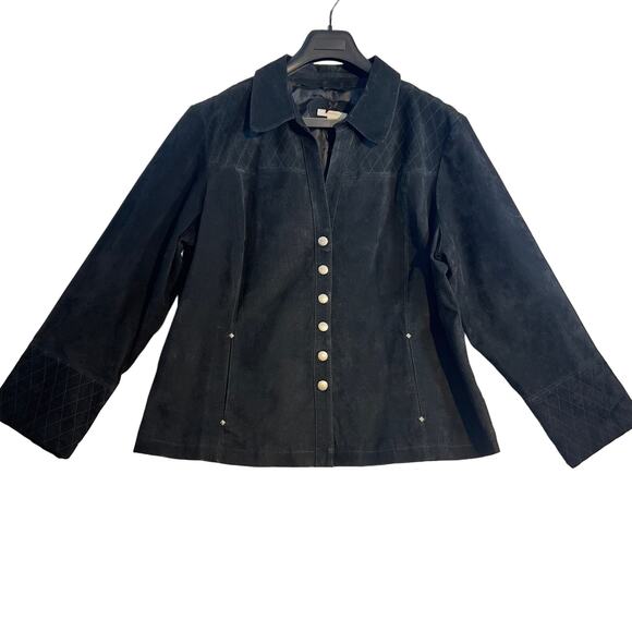 Dressbarn Woman Leather Suede Jacket Woman 18/20 Snap Buttons Studs Quilt Detail - Picture 1 of 16